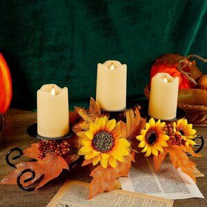 Thanksgiving Centerpiece with 3 Candle Holders Harvest Centerpiece Candle Holder